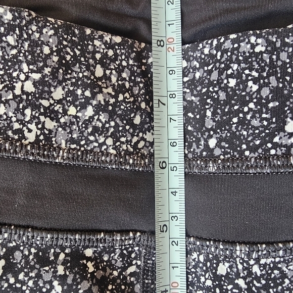 Lululemon Pace Rival Crop Cropped Leggings Paint Splatter White Black Mesh Sz 4 - Picture 11 of 12